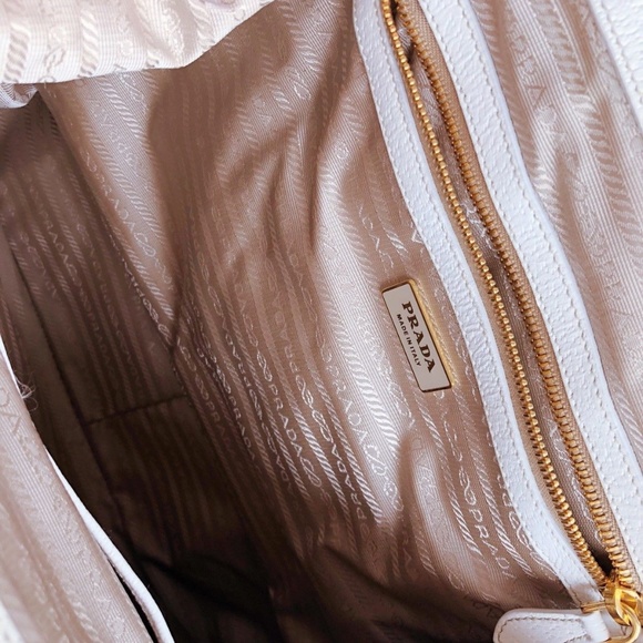 White Prada Leather Doctor Bag with Gold HW - Picture 5 of 8